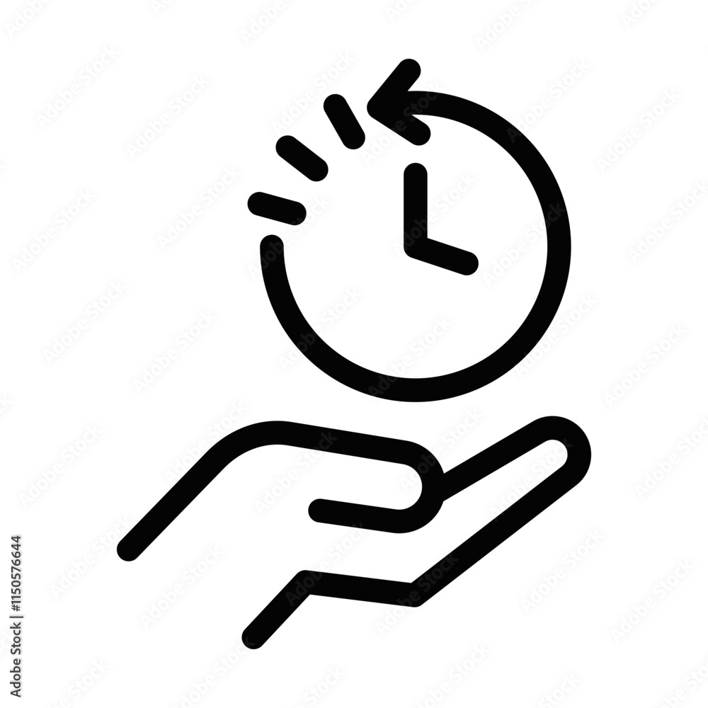 Clock with hand icon in line style vector. Editable stroke. Clock with hand icon in line style vector. Editable stroke.