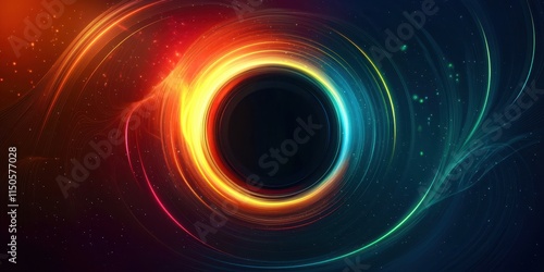 Colorful, glowing, and blurry image of a black circle