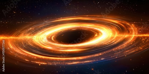 Bright orange spiral with a black hole in the center