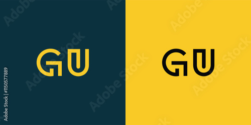GU abstract  minimalist letters Logo Monogram. It is a minimalist logo, this logo is made by combining two letters