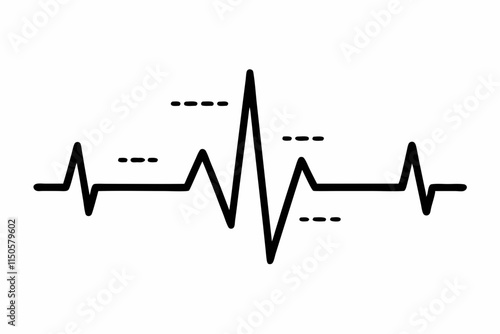 heartbeat silhouette, Heart beat one line, Continuous lines heart beats drawing, Wave pulse.