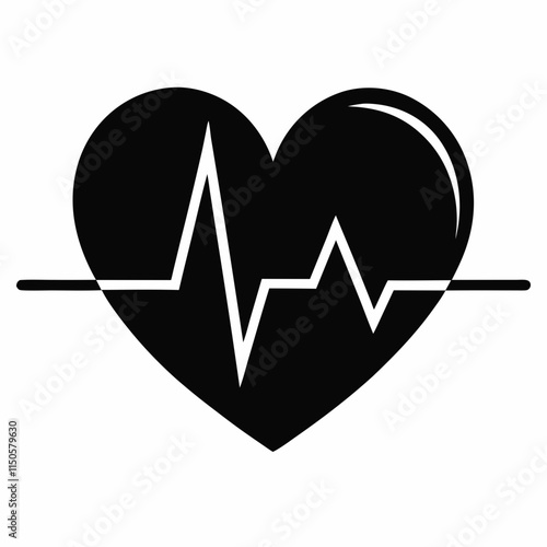 heartbeat silhouette, Heart beat one line, Continuous lines heart beats drawing, Wave pulse.
