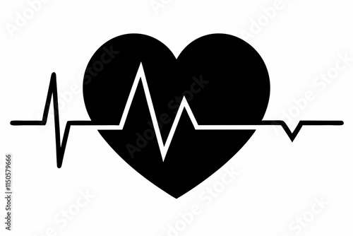 heartbeat silhouette, Heart beat one line, Continuous lines heart beats drawing, Wave pulse.
