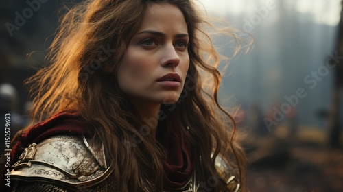 A Warrior Woman's Gaze: Strength and Determination in a Medieval Setting