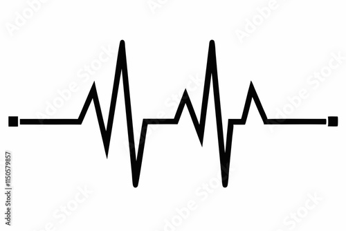 heartbeat silhouette, Heart beat one line, Continuous lines heart beats drawing, Wave pulse.
