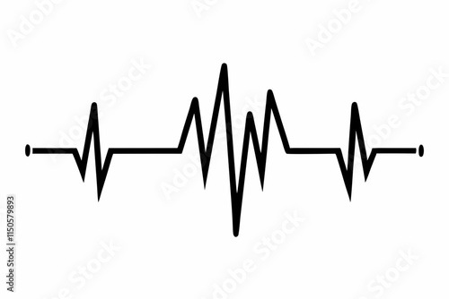 heartbeat silhouette, Heart beat one line, Continuous lines heart beats drawing, Wave pulse.
