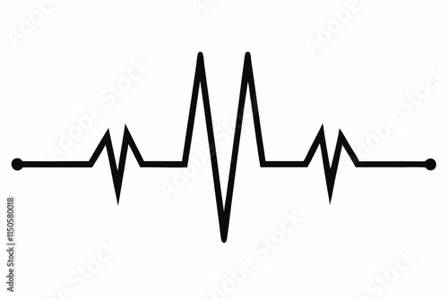 heartbeat silhouette, Heart beat one line, Continuous lines heart beats drawing, Wave pulse.