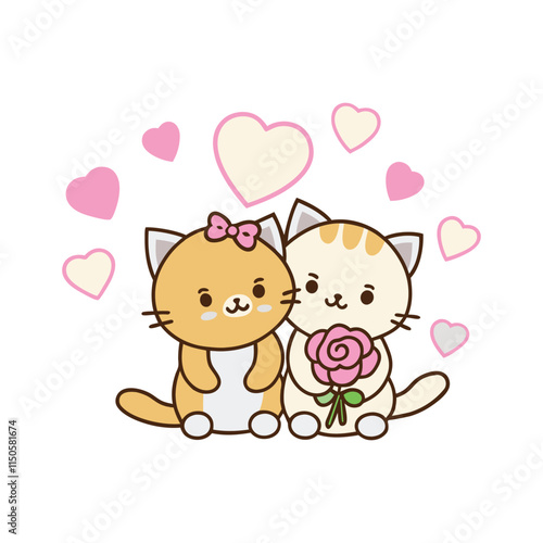 Cute love-couple cat sitting together