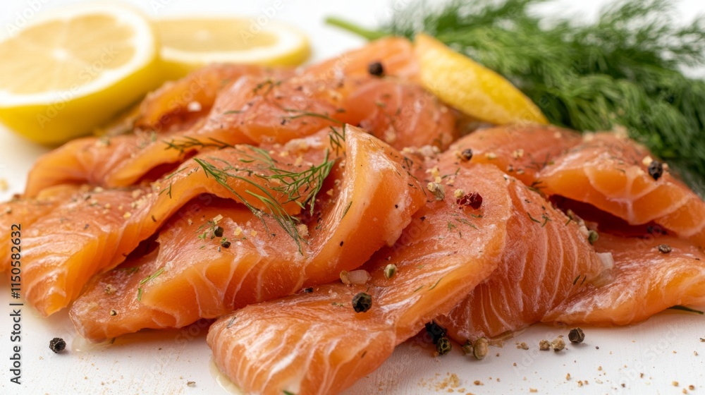 Freshly Prepared Smoked Salmon with Herbs and Spices Freshly Prepared Smoked Salmon with Herbs and Spices