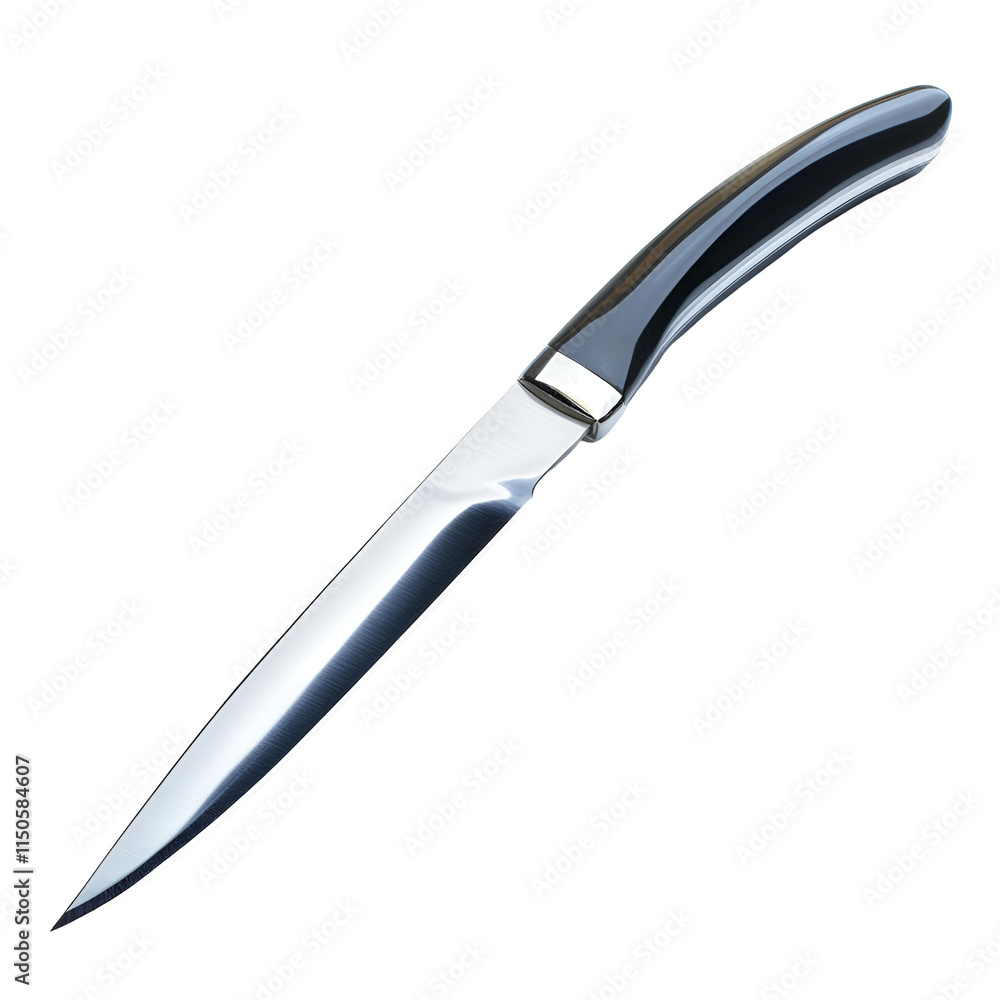Sleek BlackHandled Stainless Steel Utility Knife, Sharp Blade Sleek BlackHandled Stainless Steel Utility Knife, Sharp Blade