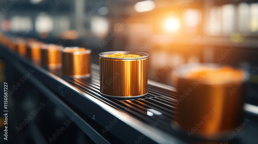 Vibrant Row of Orange Cups on a Conveyor Belt Showcasing Industrial Design and Modern Manufacturing in a Bright and Engaging Production Environment Vibrant Row of Orange Cups on a Conveyor Belt Showcasing Industrial Design and Modern Manufacturing in a Bright and Engaging Production Environment