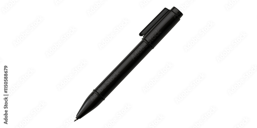 Black ballpoint pen isolated on transparent background Black ballpoint pen isolated on transparent background