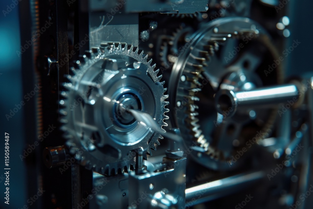 Close-up view of intricate gears and machinery components in a workshop environment showcasing engineering details Close-up view of intricate gears and machinery components in a workshop environment showcasing engineering details