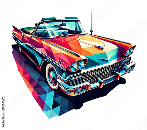 classic car low poly design (artwork 3)