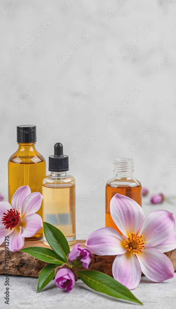 the set of natural skin care with organic oil and flower. Clean cosmetic concept and beauty spa. horizontal, photo, with white tones the set of natural skin care with organic oil and flower. Clean cosmetic concept and beauty spa. horizontal, photo, with white tones