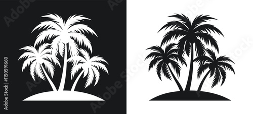 Palm Trees Silhouette in black and white