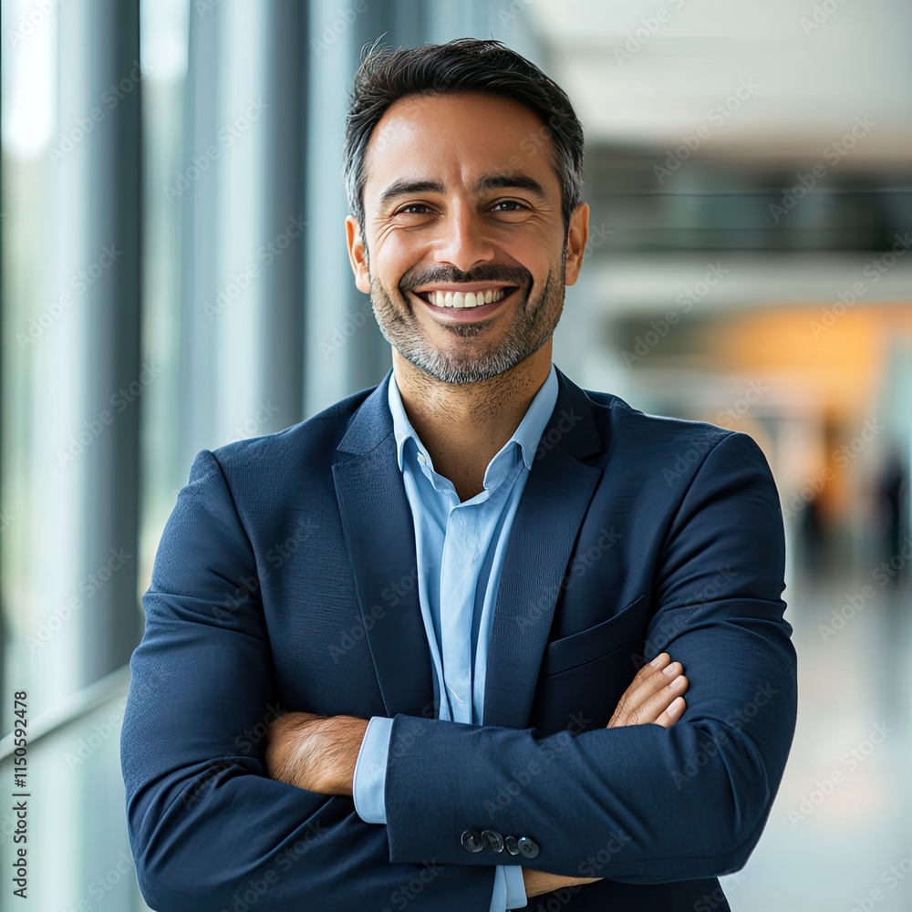 Smiling Professional Man in a Modern Business Center Smiling Professional Man in a Modern Business Center