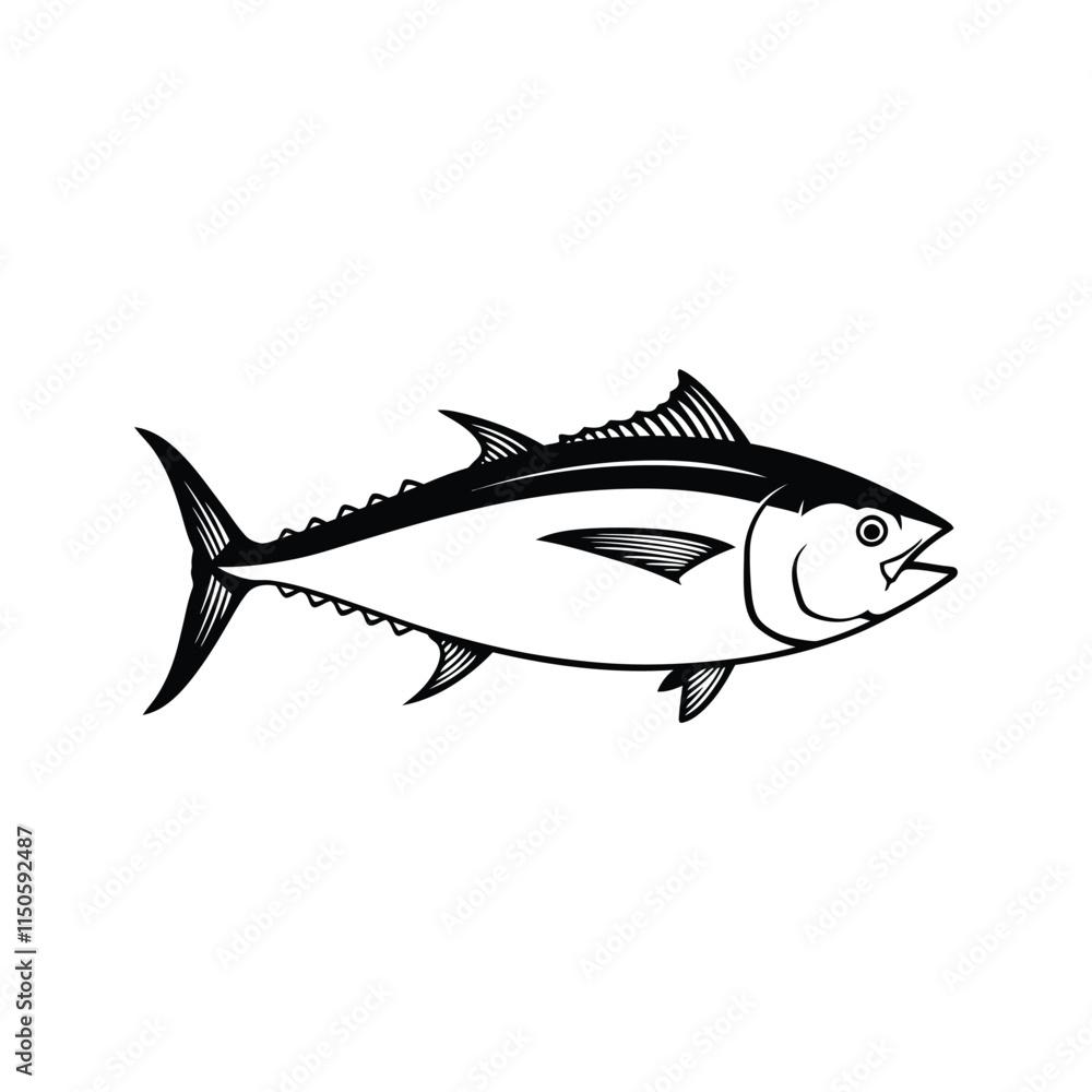 Obraz premium Tuna fish silhouette isolated vector illustration Graphic