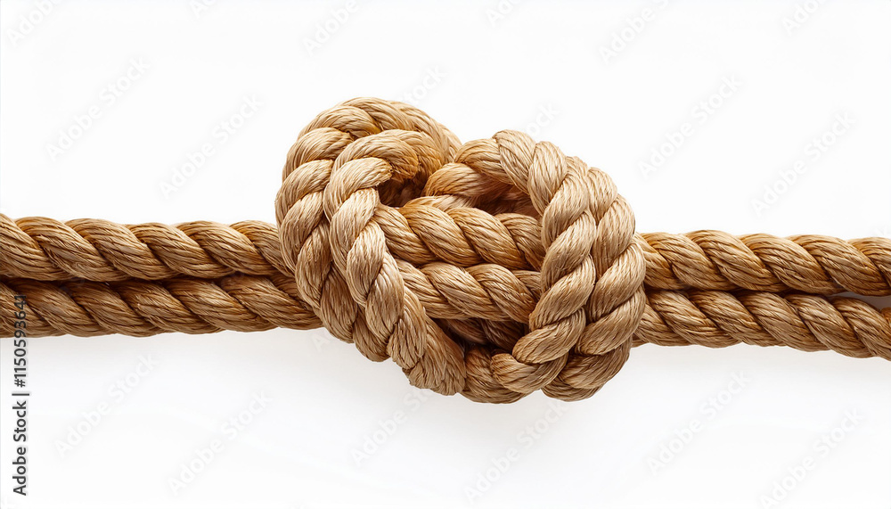 Detailed view of a thick rope knot with natural texture Detailed view of a thick rope knot with natural texture