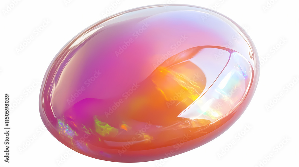 Obraz premium Polished pink opal gemstone from peru isolated. Opal. Illustration