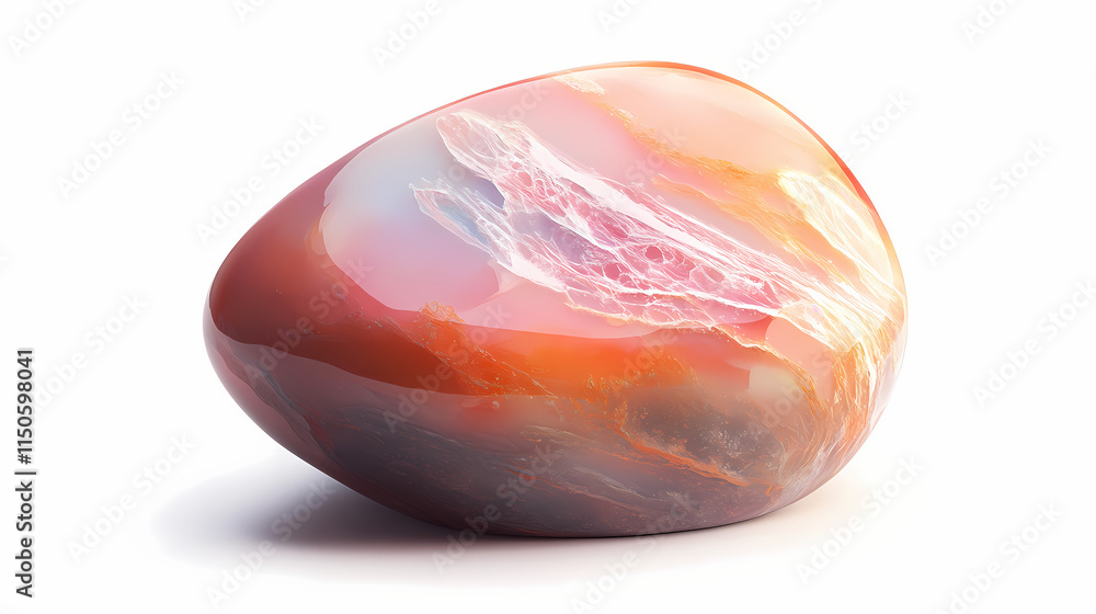 Polished pink opal gemstone from peru isolated. Opal. Illustration Polished pink opal gemstone from peru isolated. Opal. Illustration