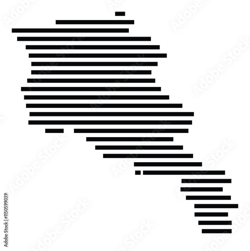 Abstract map of Armenia showing the country with horizontal black lines