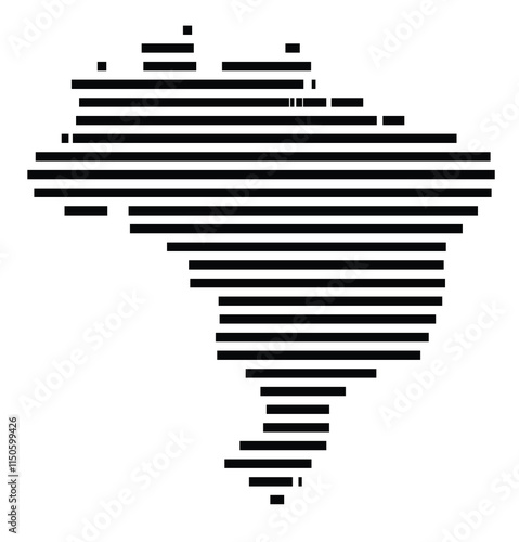 Abstract map of Brazil showing the country with horizontal black lines