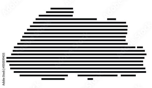 Abstract map of Bhutan showing the country with horizontal black lines