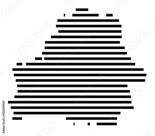 Abstract map of Belarus showing the country with horizontal black lines