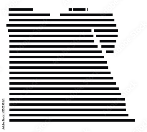 Abstract map of Egypt showing the country with horizontal black lines