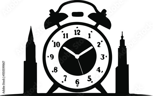 alarm clock logo type silhouette design