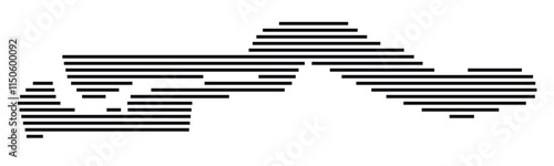 Abstract map of The Gambia showing the country with horizontal black lines