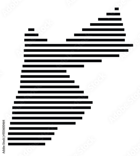 Abstract map of Jordan showing the country with horizontal black lines
