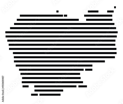 Abstract map of Cambodia showing the country with horizontal black lines