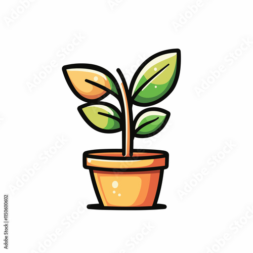 Line Icon, Plant in Pot.