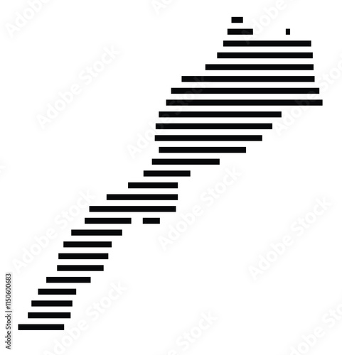 Abstract map of Morocco showing the country with horizontal black lines