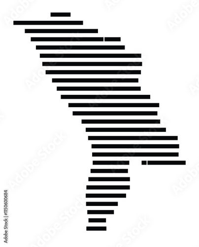 Abstract map of the Moldova showing the country with horizontal black lines