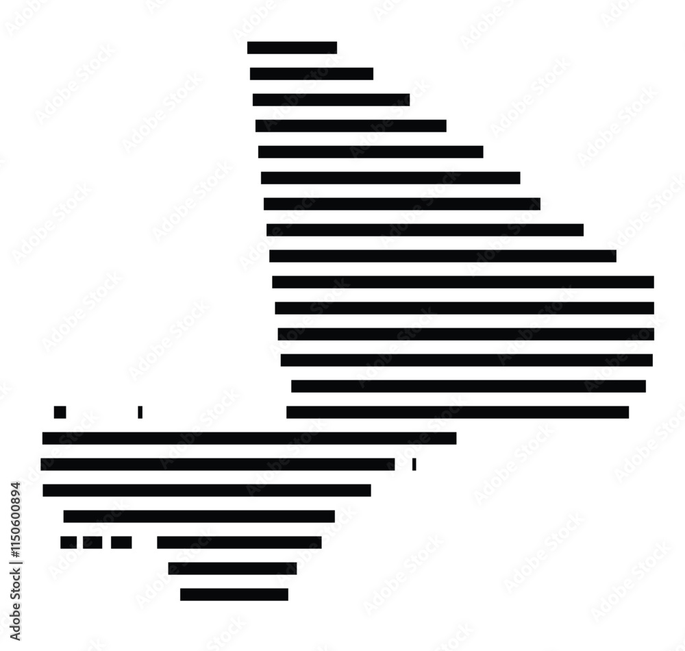 Abstract map of Mali showing the country with horizontal black lines Abstract map of Mali showing the country with horizontal black lines