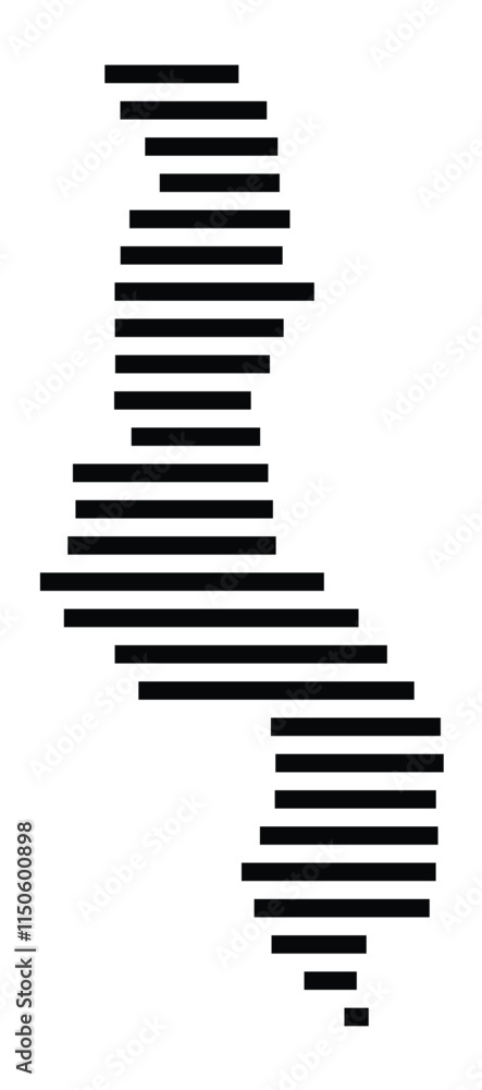 Abstract map of Malawi showing the country with horizontal black lines Abstract map of Malawi showing the country with horizontal black lines