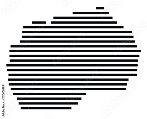 Abstract map of North Macedonia showing the country with horizontal black lines