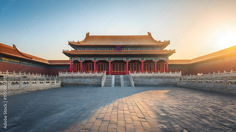 Fototapeta premium A majestic Ming dynasty ceremonial hall in the heart of a vast plain.