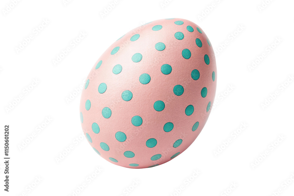Pink egg with teal polka dots, cut out - stock png. Pink egg with teal polka dots, cut out - stock png.