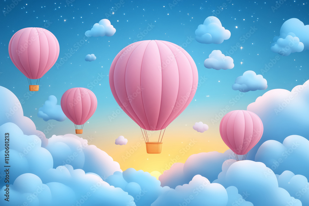 custom made wallpaper toronto digitalPink hot air balloons flying over white clouds at sunset