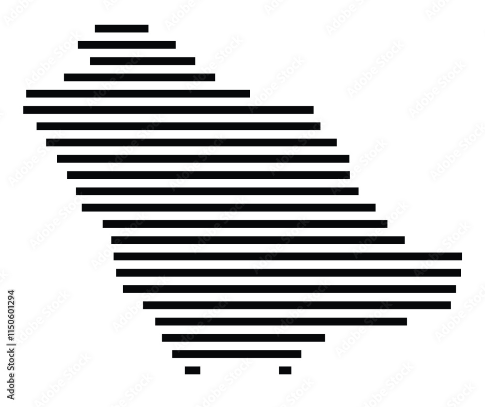 Abstract map of Saudi Arabia showing the country with horizontal black lines Abstract map of Saudi Arabia showing the country with horizontal black lines