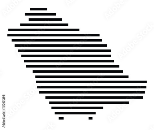 Abstract map of Saudi Arabia showing the country with horizontal black lines