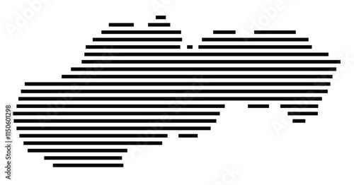 Abstract map of Slovakia showing the country with horizontal black lines