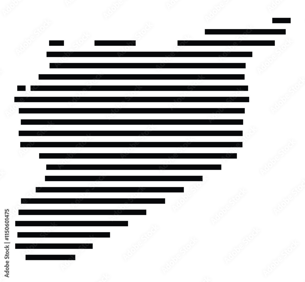 Abstract map of the Syria showing the country with horizontal black lines Abstract map of the Syria showing the country with horizontal black lines