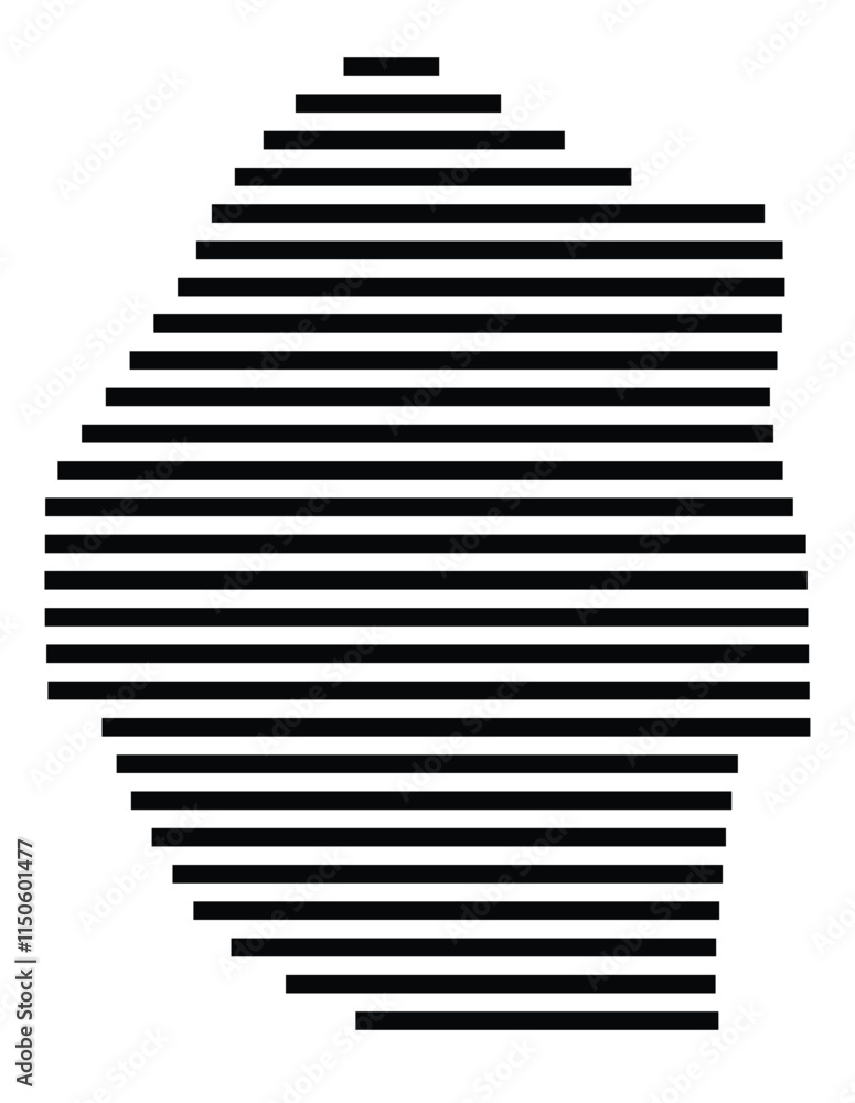 Abstract map of Eswatini showing the country with horizontal black lines Abstract map of Eswatini showing the country with horizontal black lines