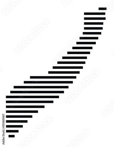 Abstract map of Somalia showing the country with horizontal black lines