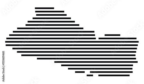 Abstract map of El Salvador showing the country with horizontal black lines